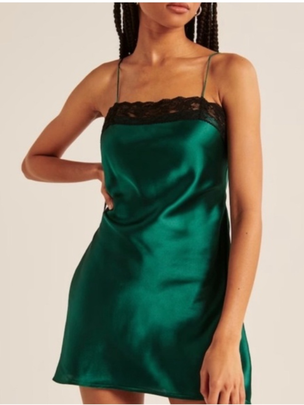 Abercrombie & Fitch Green Lace-Trim Slip Dress size M Chemise